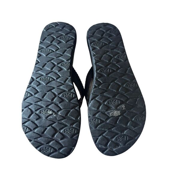 New Flojos Womens Black Memory Foam Thong Flat Flip Flop Sandal Size 8 - Picture 2 of 10